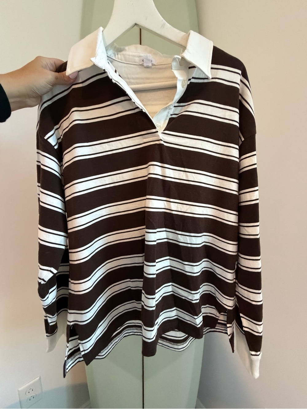 GARAGE CLOTHING Classic Striped Rugby Shirt - Brown & White